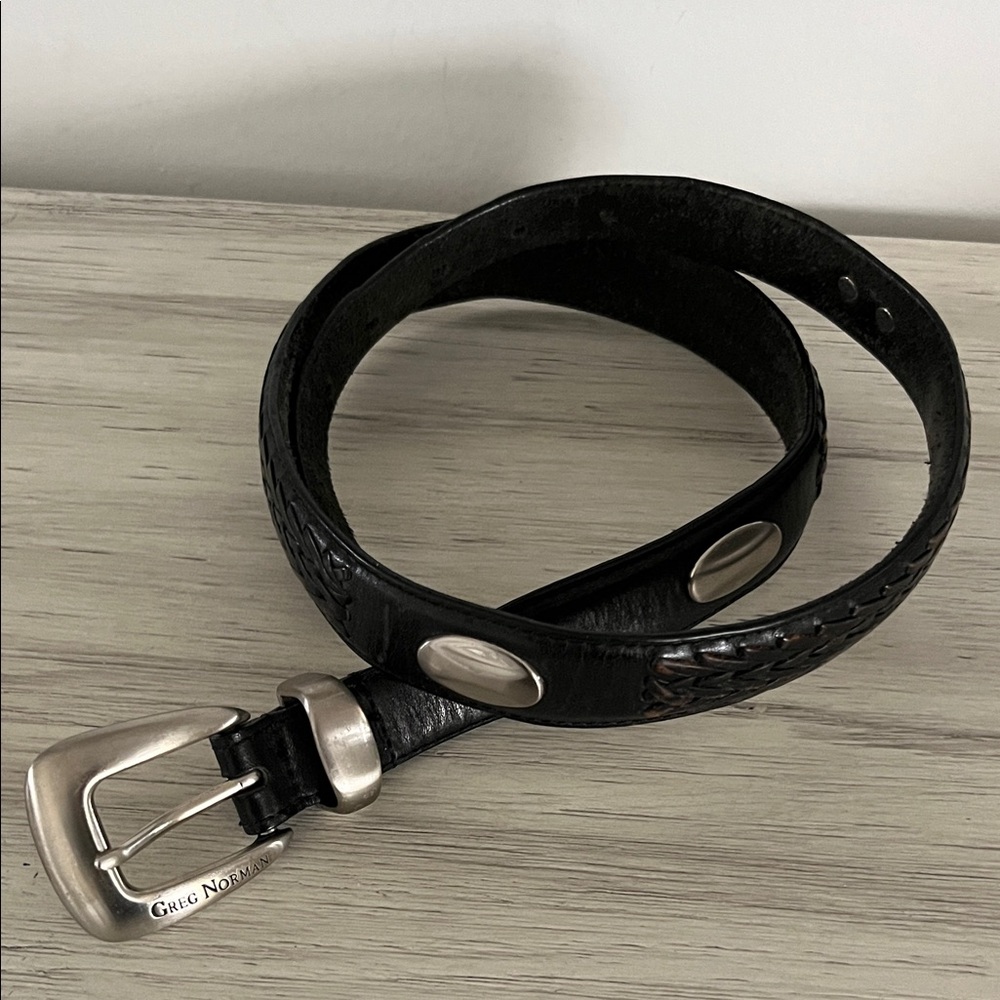 Greg Norman Collection Black Leather Belt